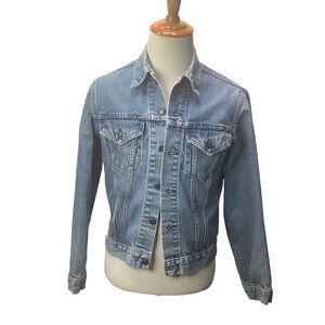 VTG Levis Jacket Type 3 Denim Jean 71205 0217 Size 42L USA Light Distressed Wash